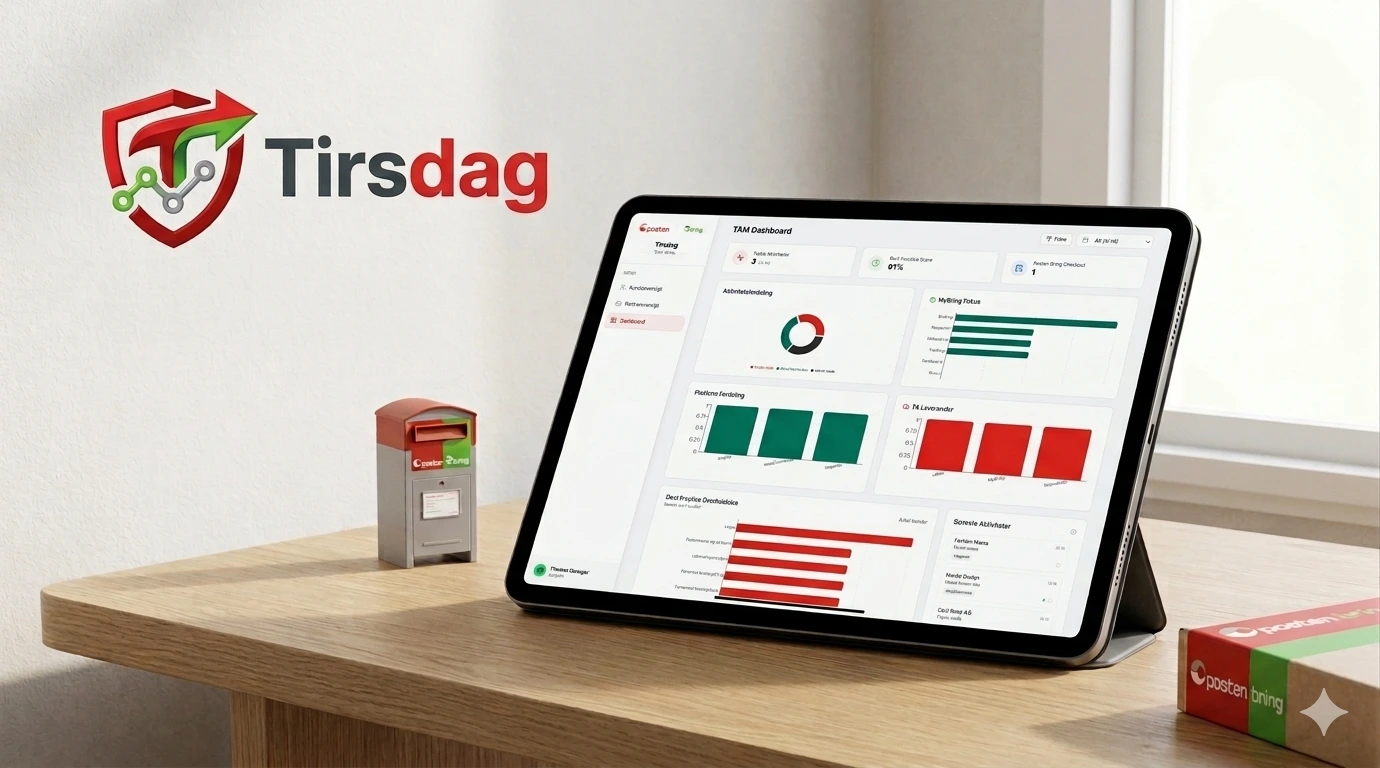 En ipad står på bordet med teksten Tirsdag